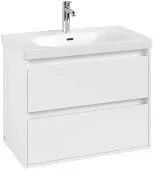 Villeroy & Boch Skyla КОМПЛЕКТ Тумба под раковину, 2 выдвижных ящика, 772 x 596 x 439 mm, Brilliant White +Skyla Pаковина для установки на тумбу, 800 x 460 x 160 mm, с переливом, Альпийский белый C79600VE+5A518001