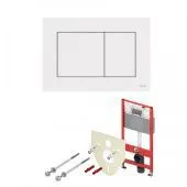 TECE 9400413 TECEbase BASE 2.0 Комплект инсталляции 4 в 1 с панелью смыва ТЕСЕnow, цвет хром глянцевый, для установки подвесного унитаза