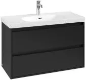 Villeroy & Boch Skyla Тумба под раковину, 2 выдвижных ящика, 972 x 596 x 439 mm, Soft Green +Skyla Pаковина для установки на тумбу, 1000 x 470 x 165 mm, с переливом, Альпийский белый C79900VL+5A51A501