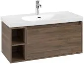 Villeroy & Boch Skyla КОМПЛЕКТ Тумба под раковину, 1 выдвижной ящик, 972 x 436 x 439 mm, Arizona Oak +Skyla Pаковина для установки на тумбу, 1000 x 470 x 165 mm, с переливом, Альпийский белый C79000VH+5A51A501