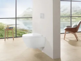 Villeroy & Boch Subway 2.0 Унитаз с открытым смывным краем, настенный, с DirectFlush / ViFresh, Альпийский белый c покрытием С+, с сиденьем 5614A1R1
