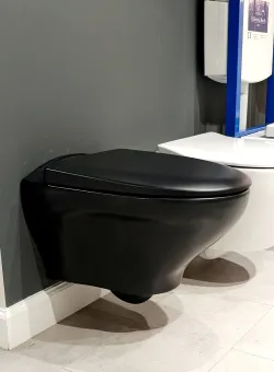 Villeroy & Boch Antao Унитаз с открытым смывным краем, настенный, смыв TwistFlush, Pure Black CeramicPlus, без сиденья 4674T0R7