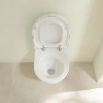 Villeroy & Boch Subway 2.0 Унитаз с открытым смывным краем Compact, настенный, смыв DirectFlush, Альпийский белый CeramicPlus, без сиденья 5606R0R1