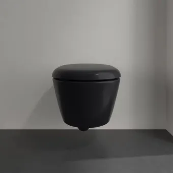 Villeroy & Boch Antao Унитаз с открытым смывным краем, настенный, смыв TwistFlush, Pure Black CeramicPlus, без сиденья 4674T0R7
