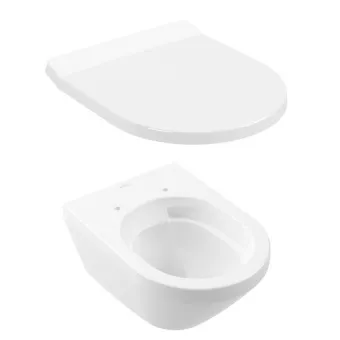 Villeroy & Boch Architectura Комбинированная упаковка подвесной унитаз со смывом TwistFlush[e³],с сиденьем Альпийский белый 4616CB01