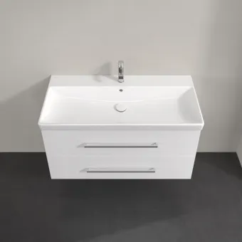 Villeroy & Boch Avento КОМПЛЕКТ Тумба под раковину, 2 выдвижных ящика, 980 x 514 x 484, Белое стекло A89200B4 + Раковина 4156A501