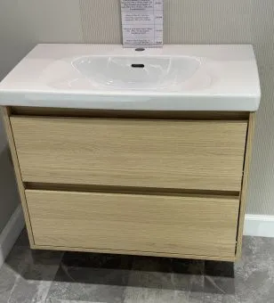 Villeroy & Boch Skyla КОМПЛЕКТ Тумба под раковину, 2 выдвижных ящика, 772 x 596 x 439 mm, Nordic Oak +Skyla Pаковина для установки на тумбу, 800 x 460 x 160 mm, с переливом, Альпийский белый C79600VJ+5A518001