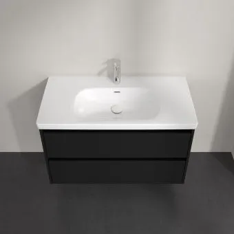 Villeroy & Boch Skyla Тумба под раковину, 2 выдвижных ящика, 972 x 596 x 439 mm, Soft Green +Skyla Pаковина для установки на тумбу, 1000 x 470 x 165 mm, с переливом, Альпийский белый C79900VL+5A51A501