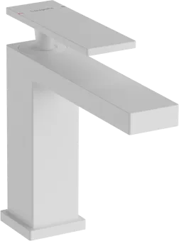 Hansgrohe, Tecturis E, Смеситель для раковины 110, однорычажный, со сливным гарнитуром, матовый белый 73010700