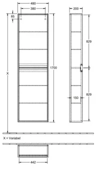 Villeroy & Boch Antheus Шкаф-пенал, 2 двери, 480 x 1700 x 200 mm, Black Ash B06801PW