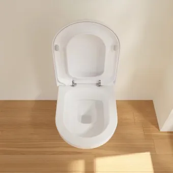 Villeroy & Boch Hommage Унитаз с вертикальным смывом, настенный, Альпийский белый CeramicPlus, без сиденья 6661B0R1