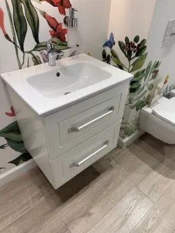 Gustavsberg Scandinavic КОМПЛЕКТ Тумба под раковину, 2 выдвижных ящика, 600 x 470 mm, Белый матовый + Pаковина для установки на тумбу GB71CCVU60MS00+4A366001