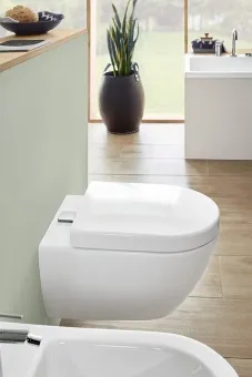Villeroy & Boch Subway 2.0 Унитаз с открытым смывным краем, настенный, с DirectFlush / ViFresh, Альпийский белый c покрытием С+, с сиденьем 5614A1R1