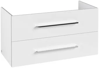 Villeroy & Boch Avento КОМПЛЕКТ Тумба под раковину, 2 выдвижных ящика, 980 x 514 x 484, Белое стекло A89200B4 + Раковина 4156A501