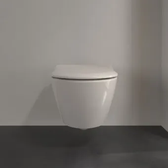 Villeroy & Boch Subway 2.0 Унитаз с открытым смывным краем, настенный, смыв DirectFlush, Pergamon CeramicPlus 5614R0R3+Сиденье с крышкой для унитаза, с функцией авто опускания (SoftClosing), со снимаемым сиденьем (QuickRelease), Pergamon 9M78S1R3