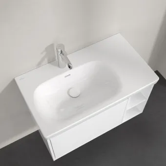Villeroy & Boch Skyla Pаковина для установки на тумбу крыло справа, 800 x 460 x 160 mm, с переливом, Альпийский белый 5A52L101