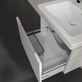 Комплект Subway 2.0 Тумба под раковину, 1 выдвижной ящик, 587 x 420 x 454 mm, White Wood +Subway 2.0 Pаковина, 600 x 470 x 150 mm, Альпийский белый, с переливом, нешлифованный 