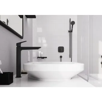 Hansgrohe Logis Смеситель для раковины, однорычажный, 240 Fine, без сливного гарнитура, матовый черный, 71258670