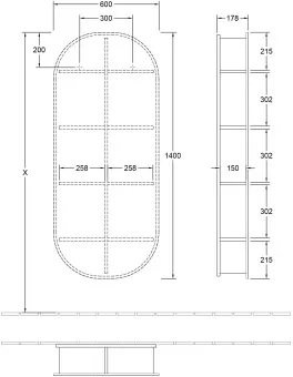 Villeroy & Boch Antheus зеркало с полками, 600 x 1400 x 178 mm B30600PW