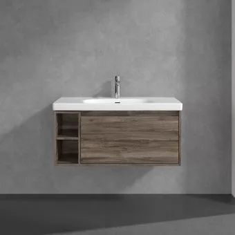Villeroy & Boch Skyla КОМПЛЕКТ Тумба под раковину, 1 выдвижной ящик, 972 x 436 x 439 mm, Stone Oak +Skyla Pаковина для установки на тумбу, 1000 x 470 x 165 mm, с переливом, Альпийский белый C79000RK+5A51A501