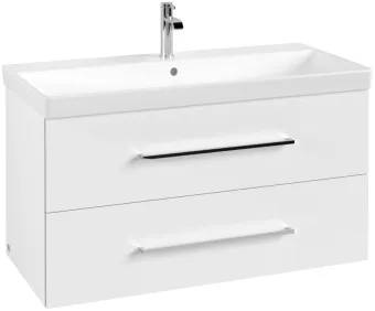 Villeroy & Boch Avento КОМПЛЕКТ Тумба под раковину, 2 выдвижных ящика, 980 x 514 x 484, Белое стекло A89200B4 + Раковина 4156A501