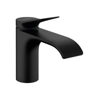 Hansgrohe Vivenis Смеситель для раковины, однорычажный, 80 со сливным гарнитуром, матовый черный, 75010670