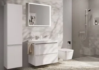 Hansgrohe, Tecturis E, Смеситель для раковины 110, однорычажный, со сливным гарнитуром, матовый белый 73010700