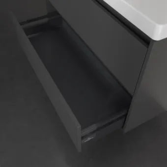Villeroy & Boch Skyla Тумба под раковину, 2 выдвижных ящика, 972 x 596 x 439 mm, Graphite +Skyla Pаковина для установки на тумбу, 1000 x 470 x 165 mm, с переливом, Альпийский белый C79900VR+5A51A501