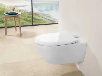 Villeroy & Boch Subway 2.0 Унитаз с открытым смывным краем, настенный, с DirectFlush / ViFresh, Альпийский белый c покрытием С+, с сиденьем 5614A1R1