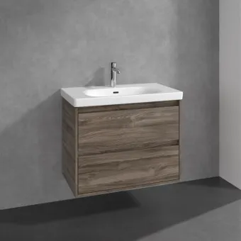 Villeroy & Boch Skyla КОМПЛЕКТ Тумба под раковину, 2 выдвижных ящика, 772 x 596 x 439 mm, Stone Oak +Skyla Pаковина для установки на тумбу, 800 x 460 x 160 mm, с переливом, Альпийский белый C79600RK+5A518001