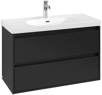 Villeroy & Boch Skyla Тумба под раковину, 2 выдвижных ящика, 972 x 596 x 439 mm, Soft Green +Skyla Pаковина для установки на тумбу, 1000 x 470 x 165 mm, с переливом, Альпийский белый C79900VL+5A51A501