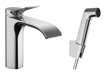 Hansgrohe Vivenis Смеситель для раковины, однорычажный, с набором для биде со шлангом 1,60 м, хром 75210000