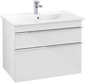 Villeroy & Boch Venticello КОМПЛЕКТ Тумба под раковину, 2 выдвижных ящика, 753 x 590 x 502 mm, Glossy White / Белый глянцевый + Venticello Pаковина для установки на тумбу, с переливом A92501DH+41048L01