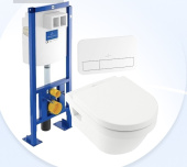Villeroy & Boch Комплект 3 в 1 Унитаз с сиденьем+Инсталляционная система+Клавиша смыва 568СDR01