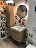 Villeroy & Boch Avento Тумба под раковину, 2 выдвижных ящика, 576 x 514 x 452 mm, Elm Impresso +Avento Pаковина, 600 x 470 x 180 mm, Альпийский белый CeramicPlus, с переливом+Шкаф-пенал, 2 двери, 350 x 1650 x 370 mm,Elm Impresso A88900PN+415860R1+A70900PN