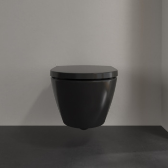 Villeroy & Boch Subway 2.0 Унитаз с открытым смывным краем, настенный, с DirectFlush, Pure Black CeramicPlus 5614R0R7