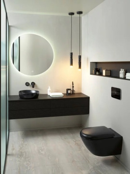 Villeroy & Boch Antao Унитаз с открытым смывным краем, настенный, с TwistFlush, Pure Black CeramicPlus, без сиденья 4674T0R7