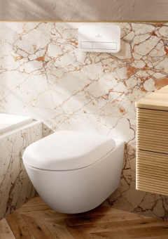 Villeroy & Boch Antao Унитаз с открытым смывным краем, настенный, с TwistFlush, Stone White (Белый матовый) CeramicPlus, без сиденья 4674T0RW