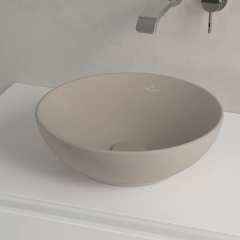 Villeroy & Boch Loop & Friends Раковина для установки на столешницу, 380 x 380 x 150 mm, Almond CeramicPlus, с переливом, нешлифованный 4A4500AM