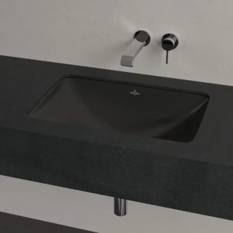Villeroy & Boch Loop & Friends Раковина для установки под столешницу, 605 x 410 x 190 mm, Pure Black CeramicPlus, с переливом, наружная сторона покрыта глазурью 4A5700R7