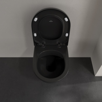Villeroy & Boch Subway 2.0 Унитаз с открытым смывным краем, настенный, с DirectFlush, Pure Black CeramicPlus 5614R0R7