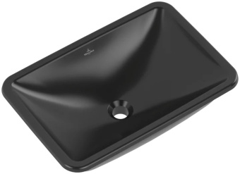 Villeroy & Boch Loop & Friends Раковина для установки под столешницу, 605 x 410 x 190 mm, Pure Black CeramicPlus, с переливом, наружная сторона покрыта глазурью 4A5700R7