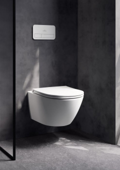 Villeroy & Boch Subway 3.0 Унитаз с открытым смывным краем, настенный, с TwistFlush, Stone White (Белый матовый) CeramicPlus 4670T0RW
