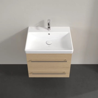 Villeroy & Boch Avento Тумба под раковину, 2 выдвижных ящика, 576 x 514 x 452 mm, Elm Impresso +Avento Pаковина, 600 x 470 x 180 mm, Альпийский белый CeramicPlus, с переливом+Шкаф-пенал, 2 двери, 350 x 1650 x 370 mm,Elm Impresso A88900PN+415860R1+A70900PN