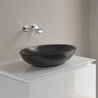 Villeroy & Boch Loop & Friends Раковина для установки на столешницу, 560 x 385 x 120 mm, Pure Black CeramicPlus, без перелива 4A4701R7