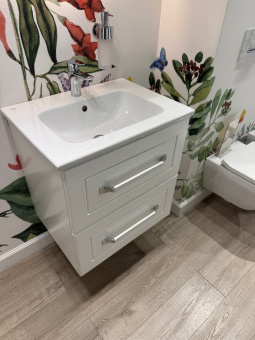 Gustavsberg Scandinavic КОМПЛЕКТ Тумба под раковину, 2 выдвижных ящика, 600 x 470 mm, Белый матовый + Pаковина для установки на тумбу GB71CCVU60MS00+4A366001