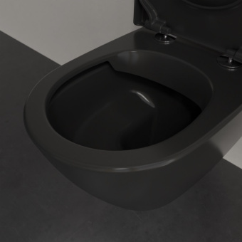 Villeroy & Boch Subway 2.0 Унитаз с открытым смывным краем, настенный, с DirectFlush, Pure Black CeramicPlus 5614R0R7