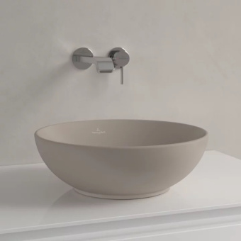 Villeroy & Boch Loop & Friends Раковина для установки на столешницу, 380 x 380 x 150 mm, Almond CeramicPlus, с переливом, нешлифованный 4A4500AM
