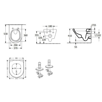 Villeroy & Boch Architectura Комбинированная упаковка подвесной унитаз со смывом TwistFlush[e³],с сиденьем Альпийский белый 4616CB01