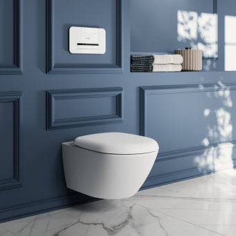 Villeroy & Boch Antao Унитаз с открытым смывным краем, настенный, с TwistFlush, Stone White (Белый матовый) CeramicPlus, без сиденья 4674T0RW